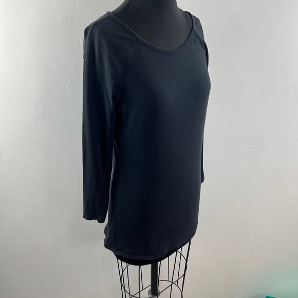 LULULEMON Black Top Cotton Scoop Neck Raglan Sleeve Casual Pullover Tee 6? - Picture 4 of 5